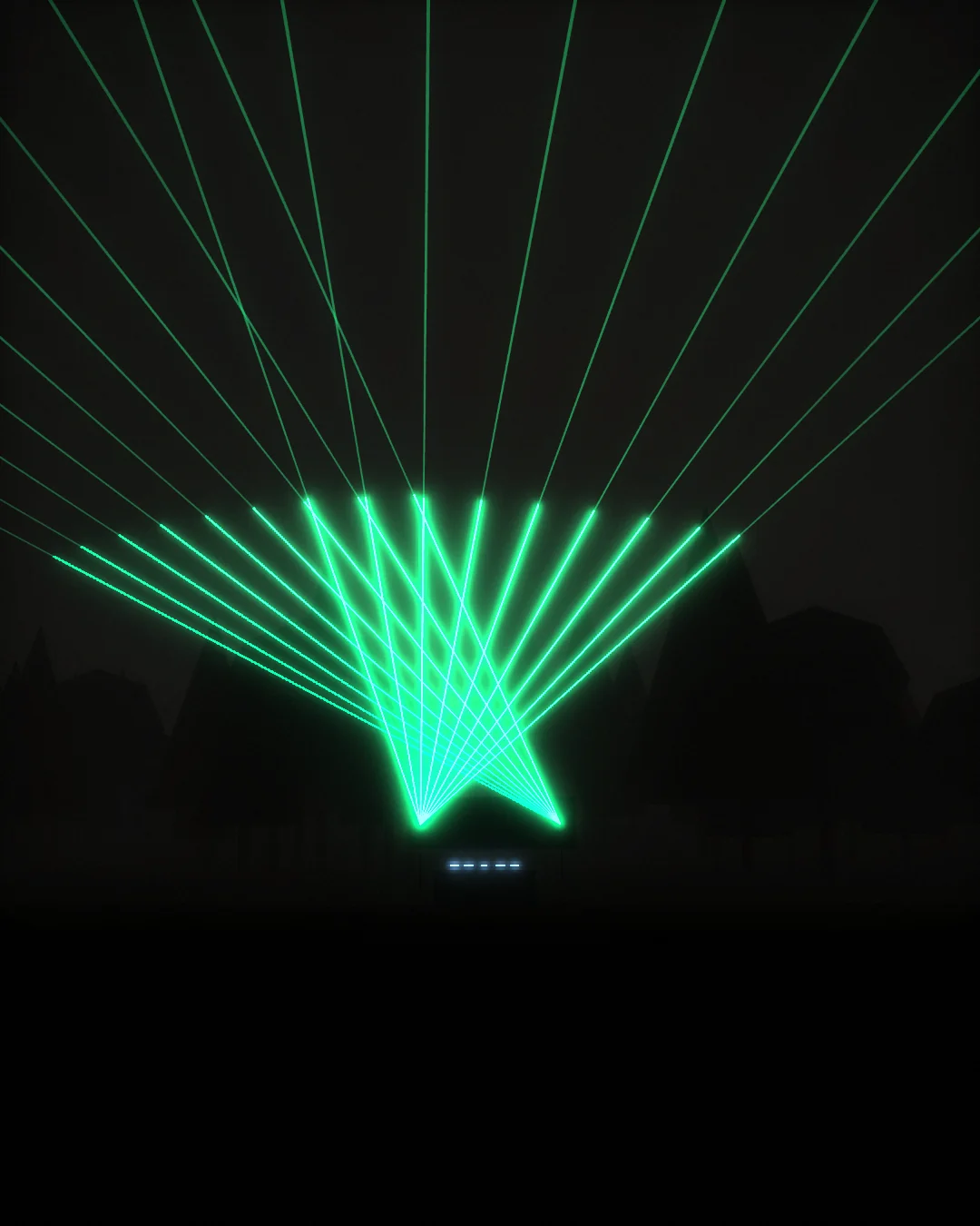 Two lasers illuminating a forest in GALVO’s physical 3D preview